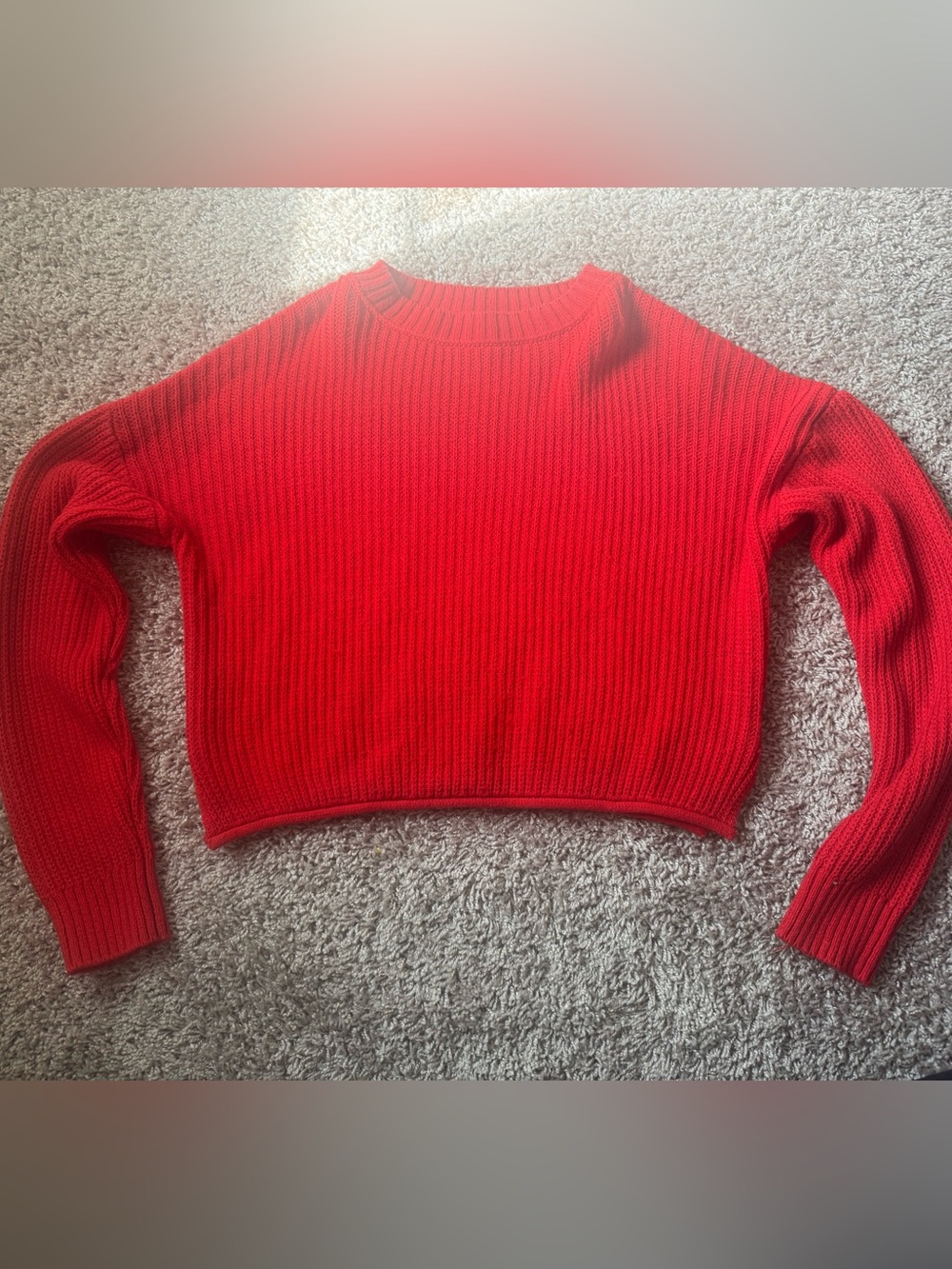 wild fable Bright Red Ribbed Crewneck Sweater